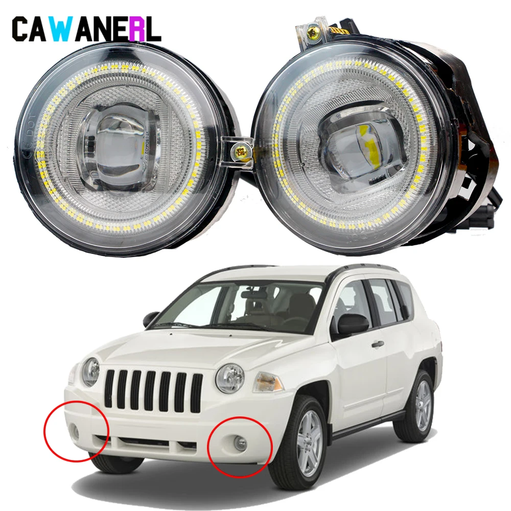 

2 Pieces 9005 H10 LED Angel Eye Fog Light DRL For Jeep Compass 2007 2008 2009 Upgrade Car Right + Left Fog Daytime Running Lamp