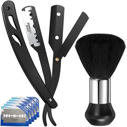 Barbershop Straight Edge Barber Razor Replaceable Blades Haircut Beard Eyebrow Shaving Tool Manual Depilation Razor Neck Duste