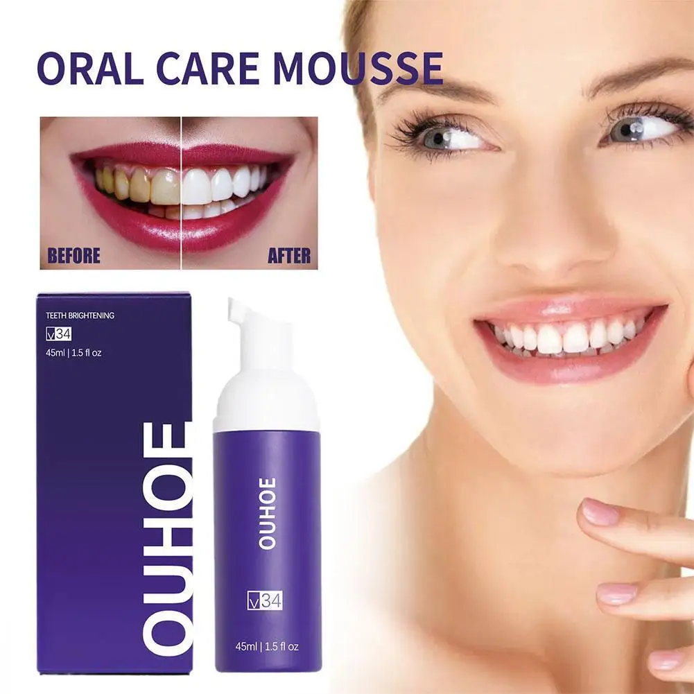 45ml OUHOE Professional Lanthome New V34 Teeth Whitening Booster Mousse Stain Removal Foam