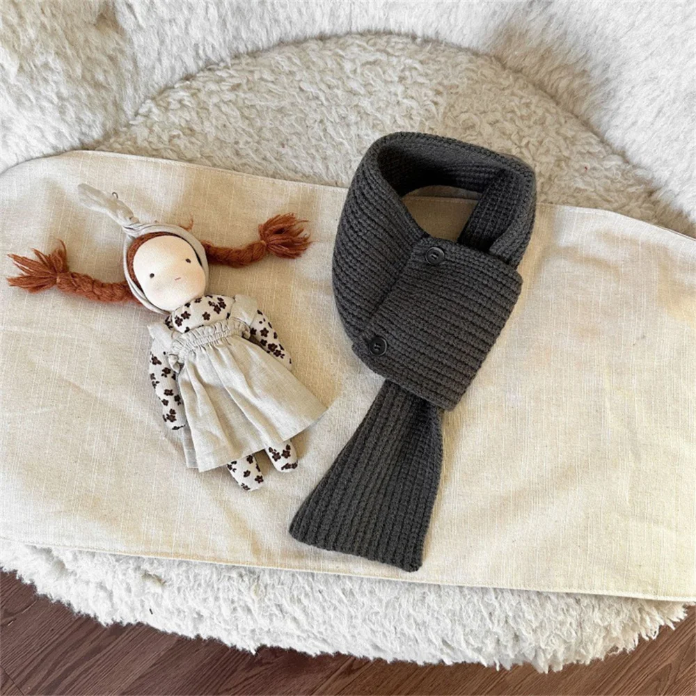 Kids Scarf Autumn Winter Korean Fashion Children's Knitting Baby Bib Wool Knitting Winter Versatile Female Warm Girl Boy