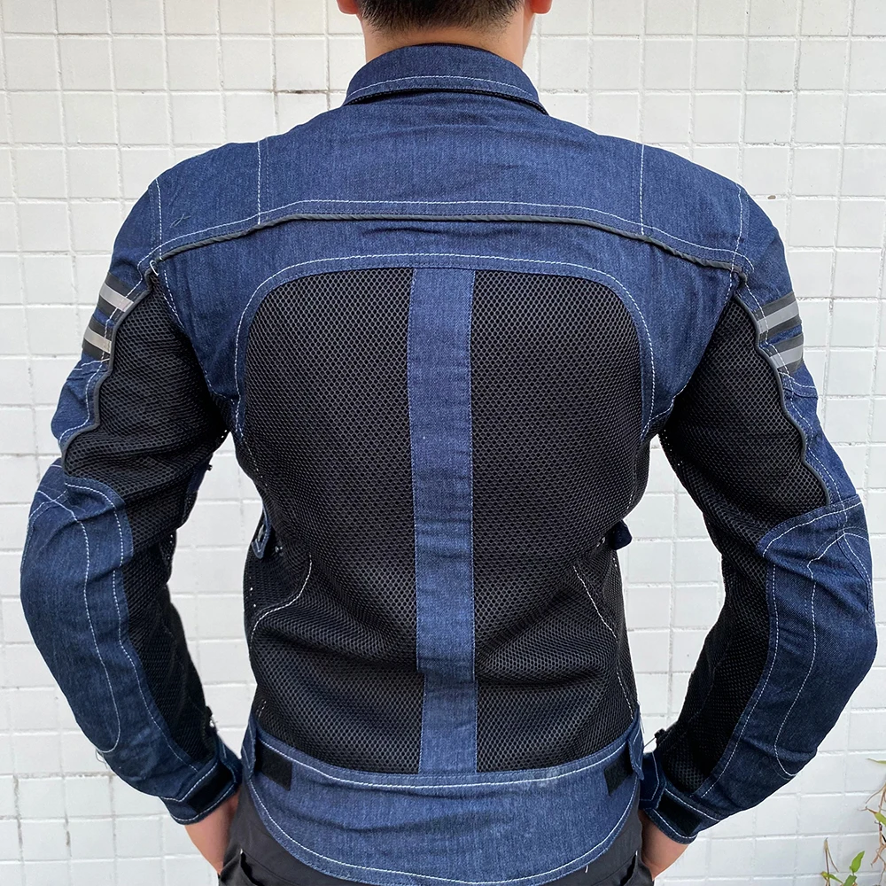 Motorcycle Denim Jacket Mesh Racing Suit Locomotive Anti-fall Clothing Motorcycle Riding Jacket Jeans Motocross Coat Pants Men