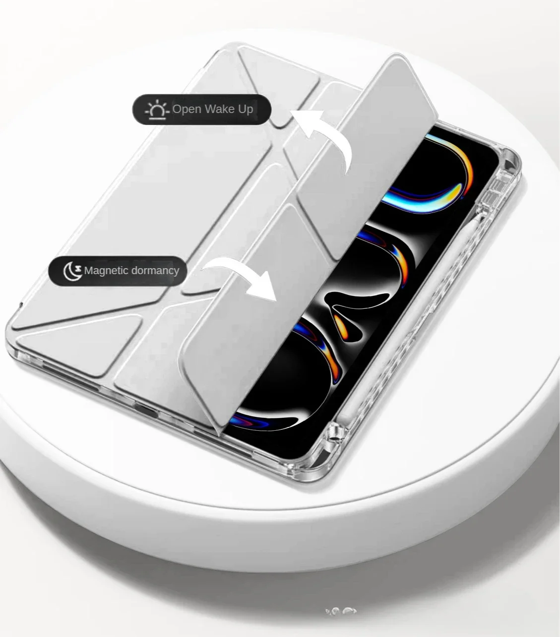 Universal Clear Case with Pencil Holder for iPad and Tablet Protection