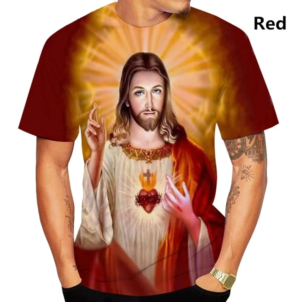 

Men's and Women's 3D Printing, Informal Short Sleeved Shirt with Jesus Cross and Love, Fashionable, Summer Novelty T-shirt