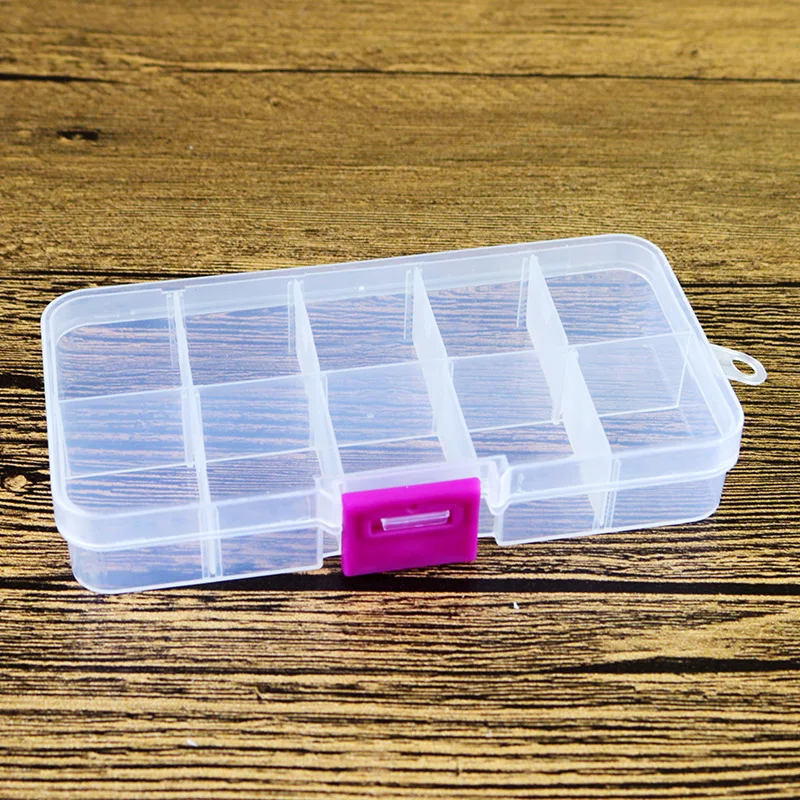 Adjustable Transparent Plastic Storage Box for Small Component Jewelry Tool Earring Case Bead Pills Organizer Nail Art Tip Case 