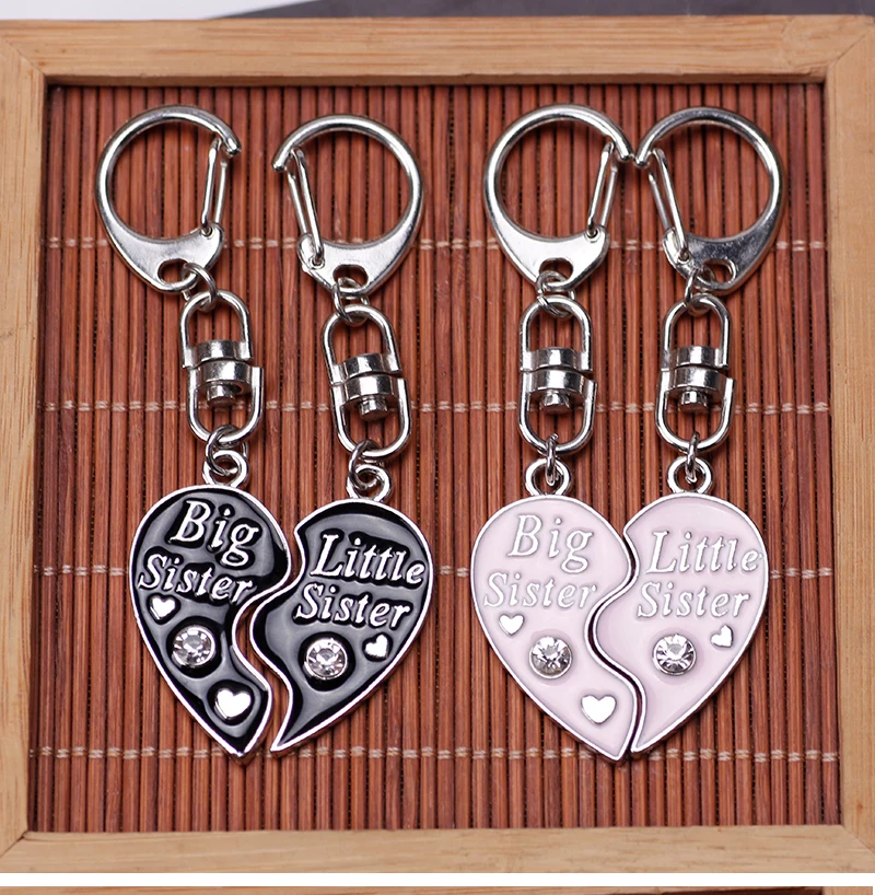 Mode Big Sis Lil Sis Keychain Für Grils Nette Herz Brief Rucksack Anhänger Auto Keychain Zubehör Schmuck Geburtstag Geschenk – Detail 15