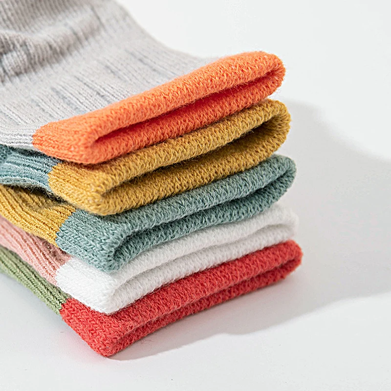 5pairs Casual Cute Knit Floor Socks, Soft Comfortable Breathable Cotton Socks For Toddler Walking Baby Boys And Girls 6