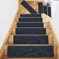 76x20cm Adhesive Free Self-adhesive Stair Mat TPR Anti-slip Step Pad Repeatedly Used Floor Rug Brushed Embossed Carpet 2