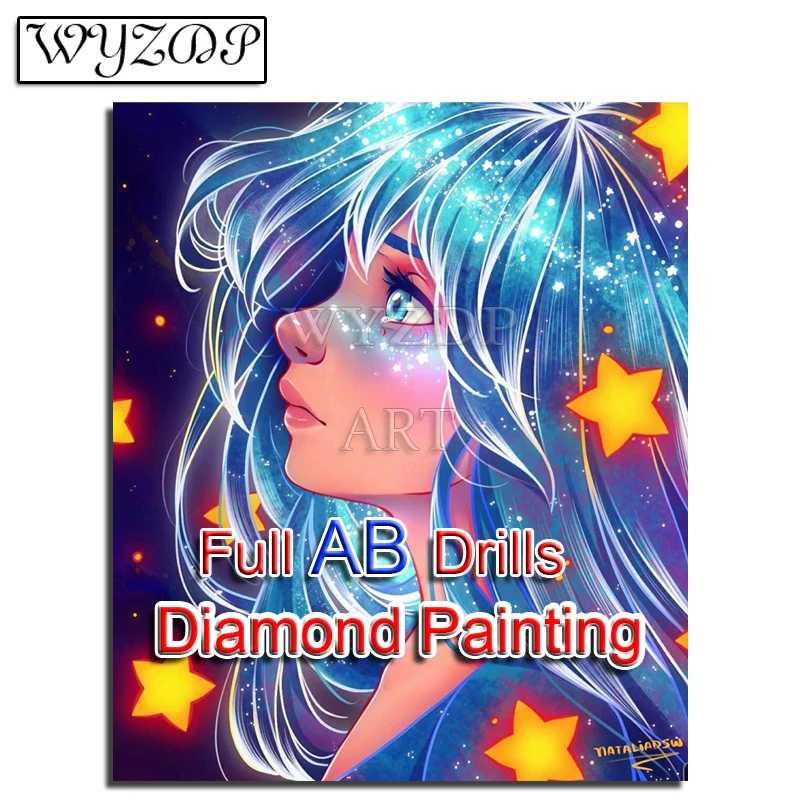 

5D Diy Diamond Painting Full AB Square Drills Mosaic Embroidery Cartoon Girl AB Diamond Art Manual Gift Kits Home Decoration
