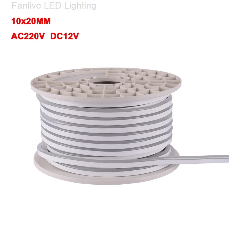 50 м/лот 10 х2 0 мм светодиодный неоновый светильник 12 В постоянного тока 220 лента DIY