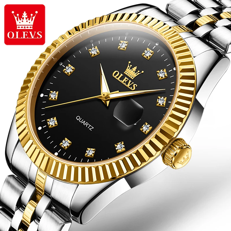 

OLEVS Mens Watches Top Brand Luxury Diamond Quartz Watch Simple Fashion Men Clock Business WristWatch Relogio Masculino 5526