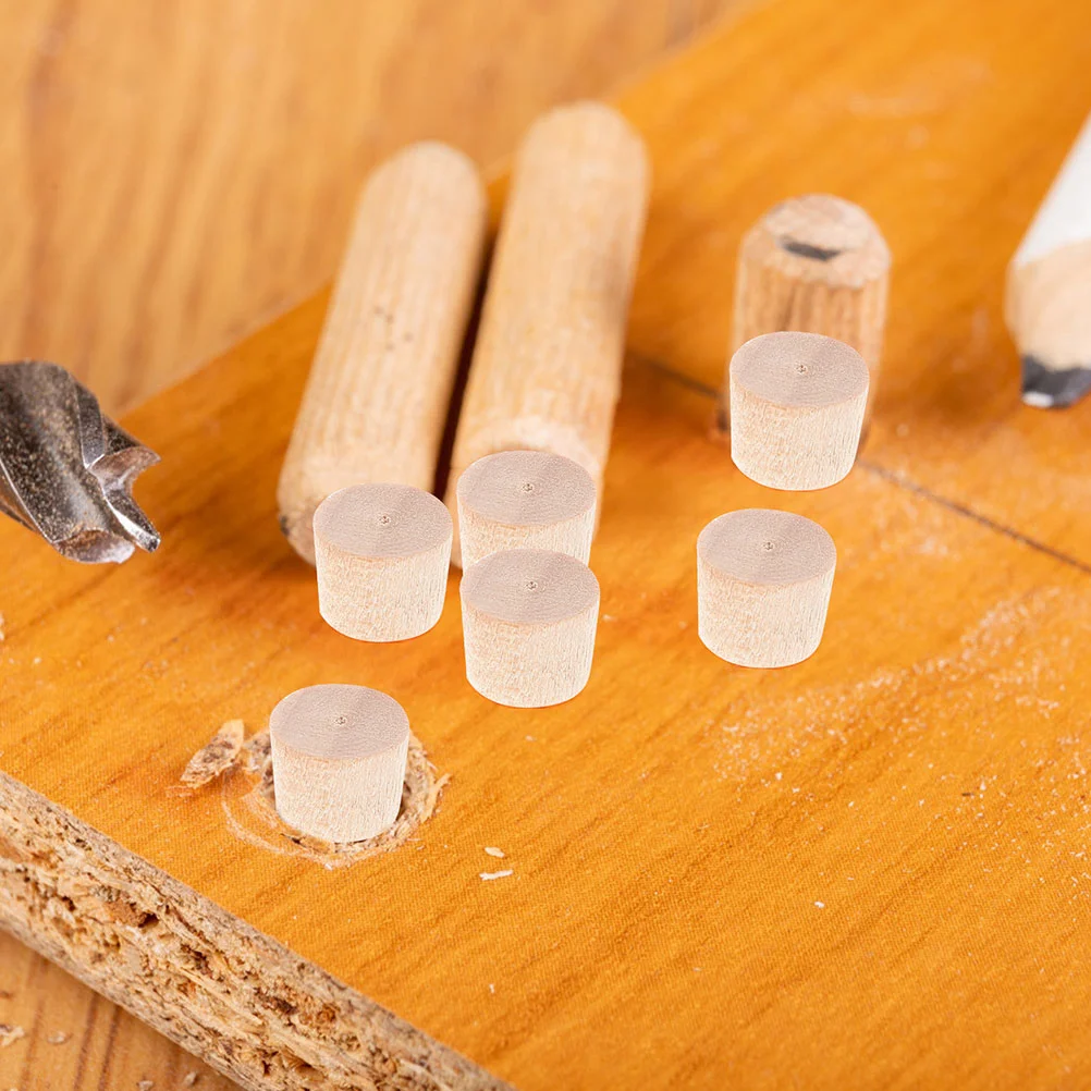 100 Pcs Cork Wooden Plug Round Hole Plugs Pocket Furniture Button Small Covers Carpenter Bee
