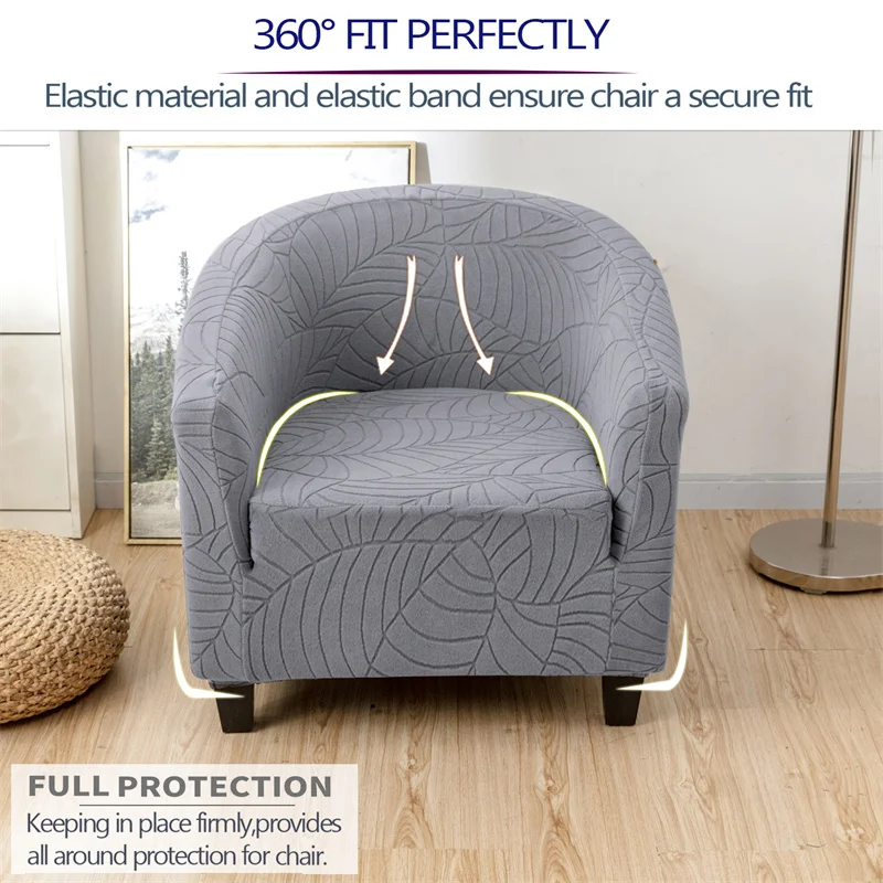 Jacquard Club Chair Cover Solid Color Elastic Tub Armchair Slipcovers Stretch Spandex Club Sofa Covers for Living Room Bar Home 5