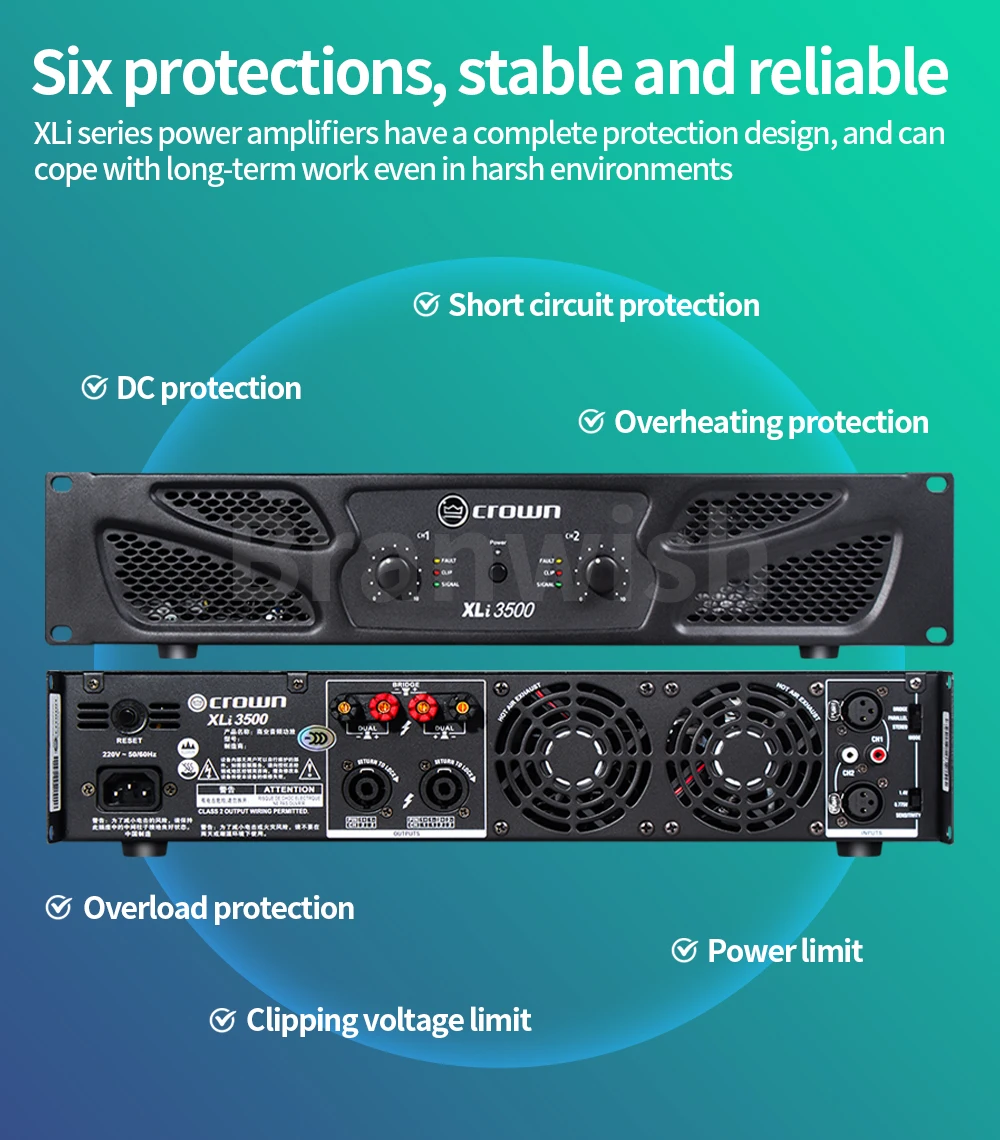 XLi 3500 Power Amplifier – Professional Audio DJ Equipment for Line Array Speakers Subwoofer Speakers Stage Wedding KTV Home