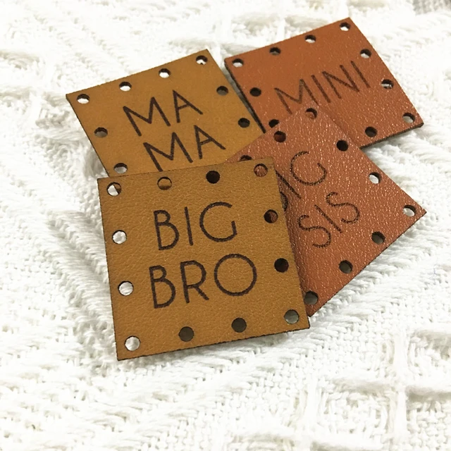 30pcs Personalized leather tags for handmade items Customize square logo  label for knitting crochet Sewing clothes crafts labels - AliExpress