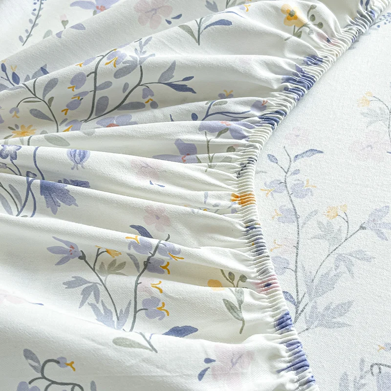 100% Cotton Bed Sheet Fitted Sheet with Pillowcase Elastic Bands Non Slip Adjustable Mattress Cover for Double King Queen Bed 4