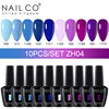 NAILCO 15ml 10pcs/Set Blue Colors Gel Nail Polish UV Gel Nail Polish Purple Nail Lakiery Esmalte Top Base Nail Art Design Vernis 1