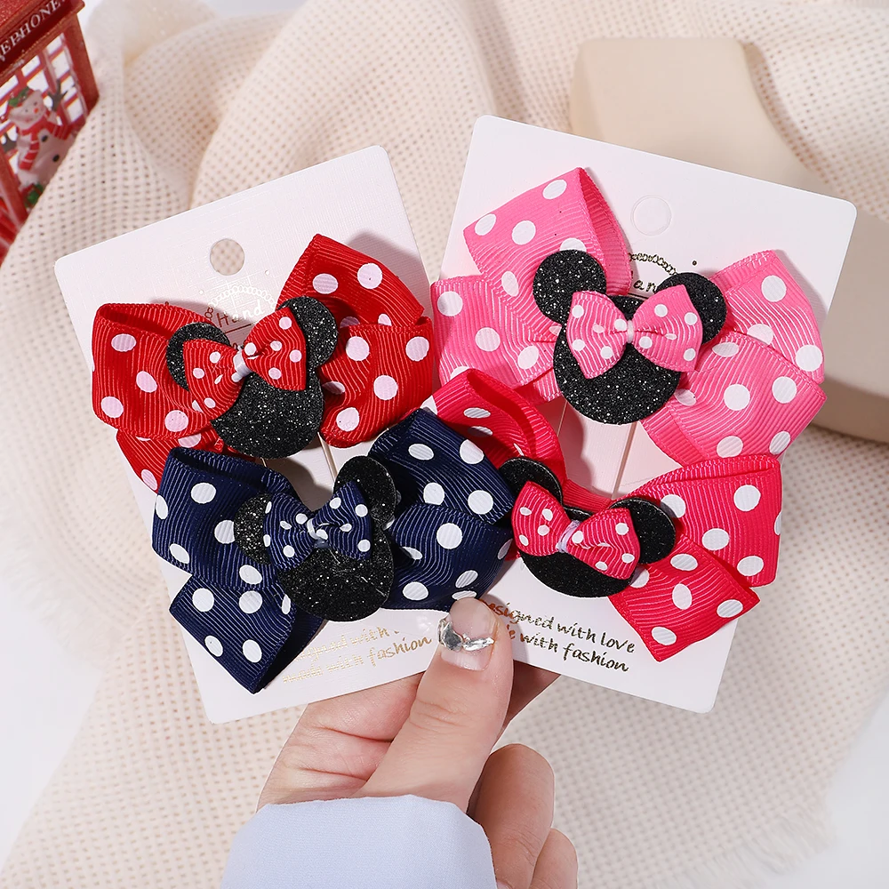 Hair Accessories 2PCS Sweet Shinny Glitter Bows Hair Clips for Baby Cute Girls Boutique Ponytail Holder Kids Baby Hair Accessories For Gift