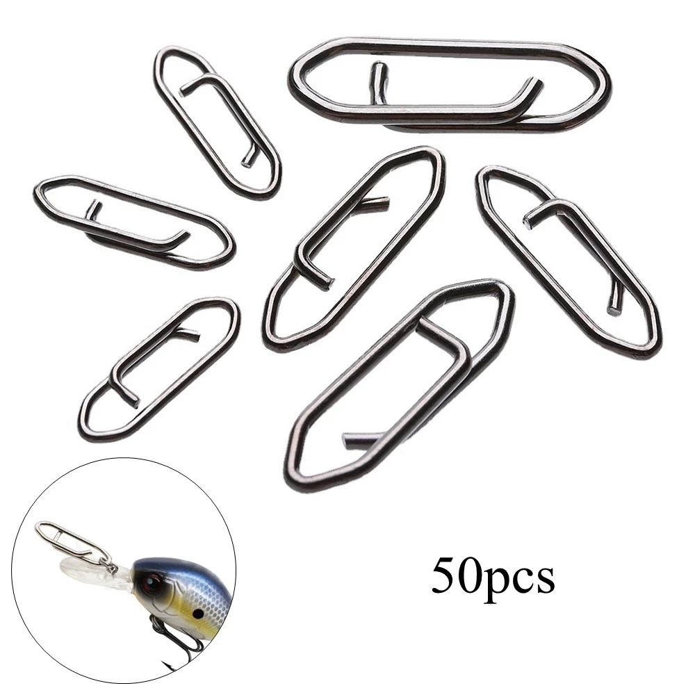 50pcs High Strength Fishing Clips Stainless Steel Connector Snaps