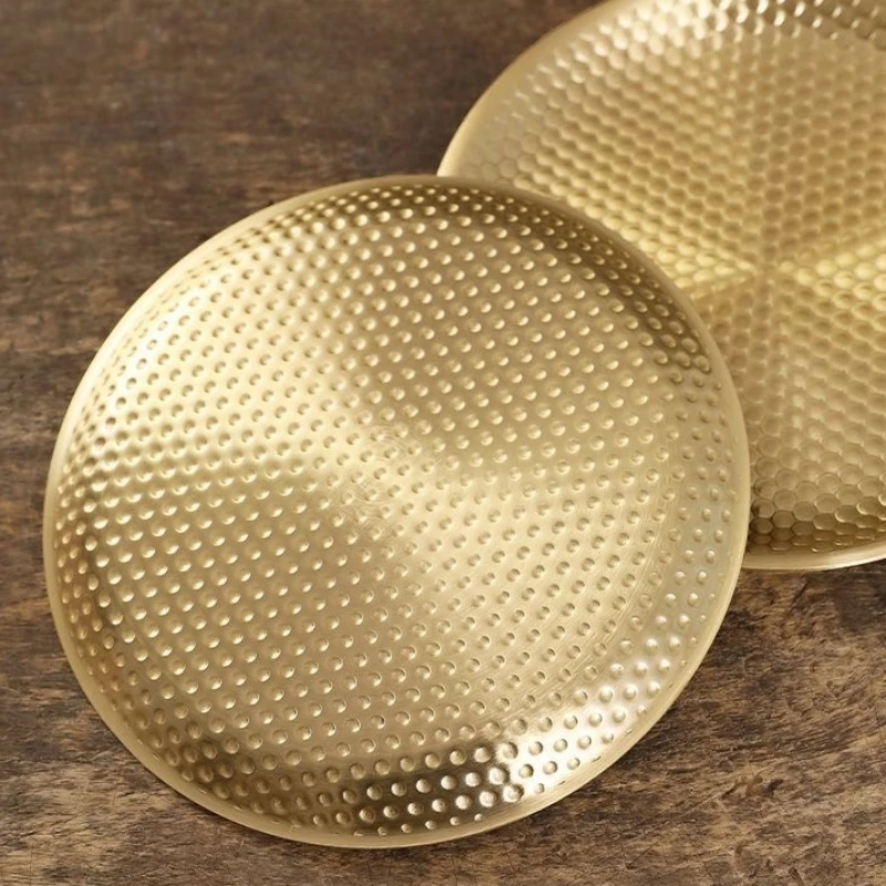 Tibetan Copper Fruit Altars Plate ，Engraving Ball Bead Brass Dish ,Tantra Buddhism Handicraft Tray Desktop Home Gift Decorative 3