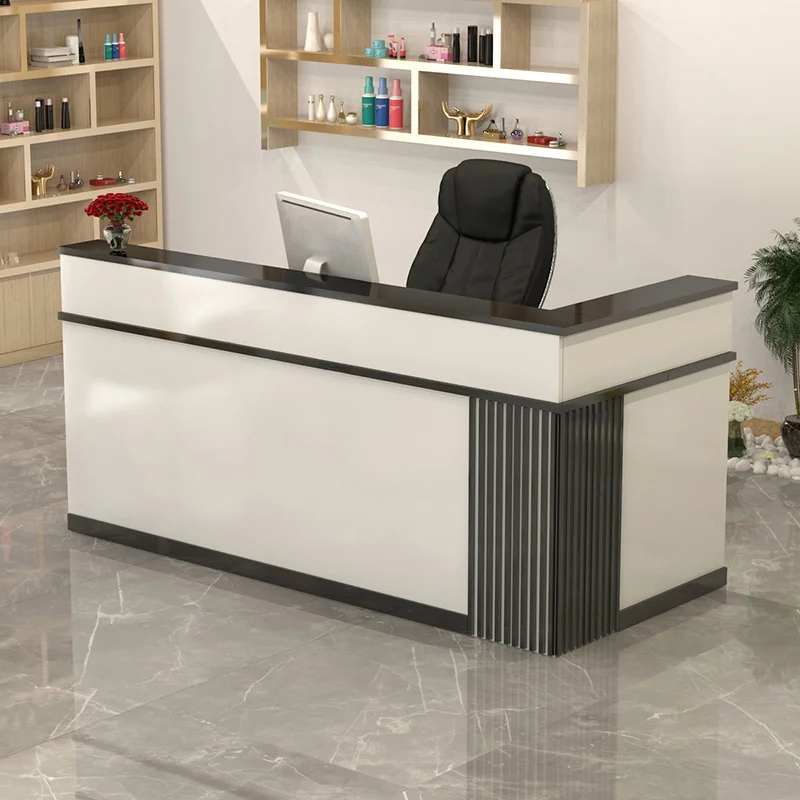 

Nordic Reception Desk Commercial Table Cashier Desks Modern Simple Corner Bar Table Beauty Salon Counter Company Front Desk