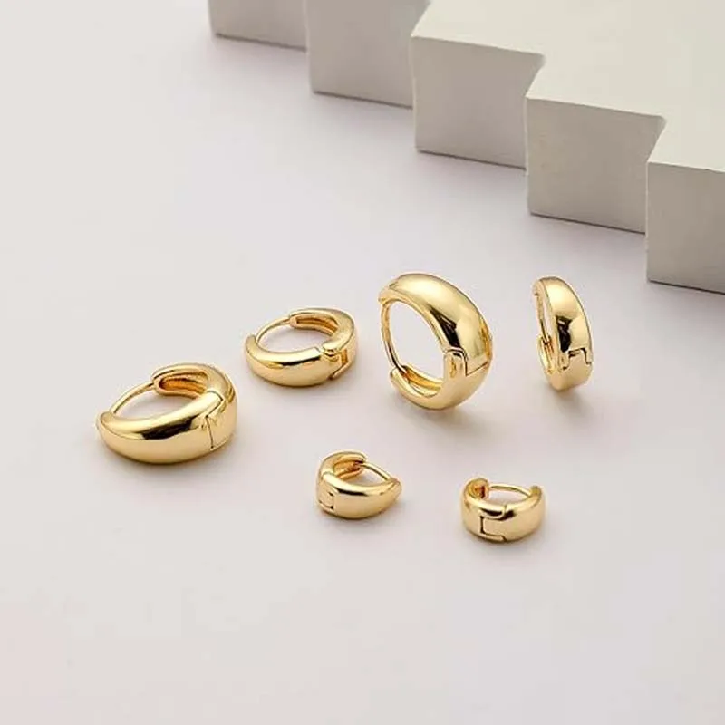 6Pcs New Minimalist Copper Metal hoop earrings Women Simple Circle Men's Small Earrings Punk Unisex Rock Piercing Jewelry