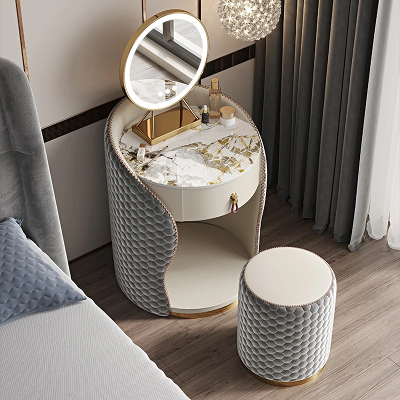 

Bedroom Luxury Dressing Table Drawer Led Lights Home Dressing Table European Stool Tocador De Maquillaje Decoración Interior