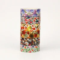 2025 NEW 1PC 10M Decor Cute Watercolor Floral Leaves Spring Washi Tape Set for Journaling Adhesive Masking Tape Stationery 1