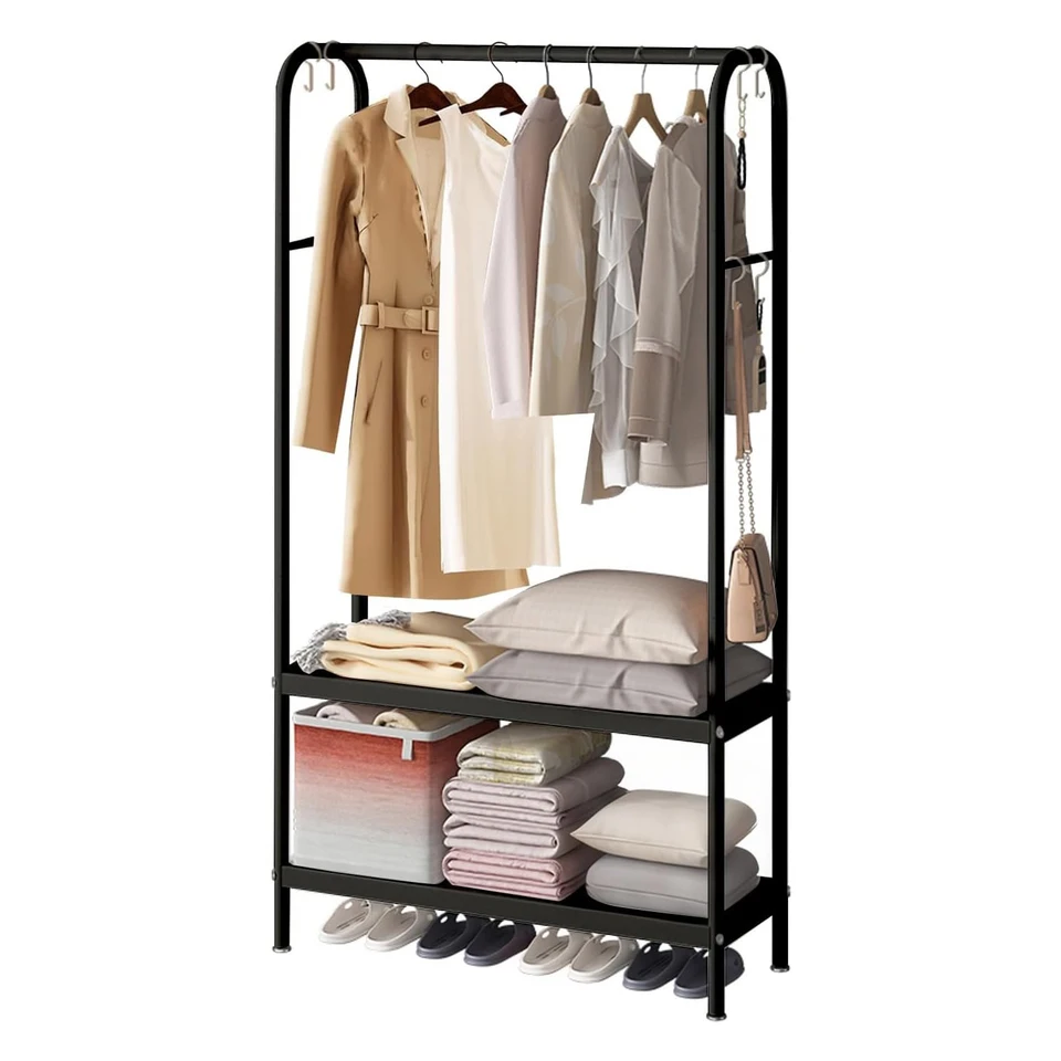 Heavy Duty Freestanding Clothing Rack with Shelves