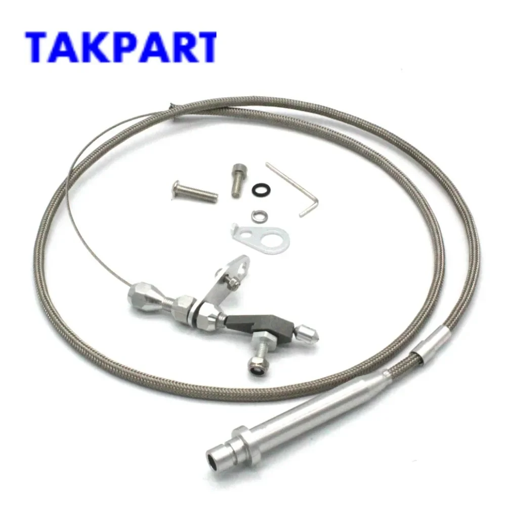 

TAKPART Stainless Steel Braided Transmission Kick Down Cable Detent For Chevy TH-350 Trans