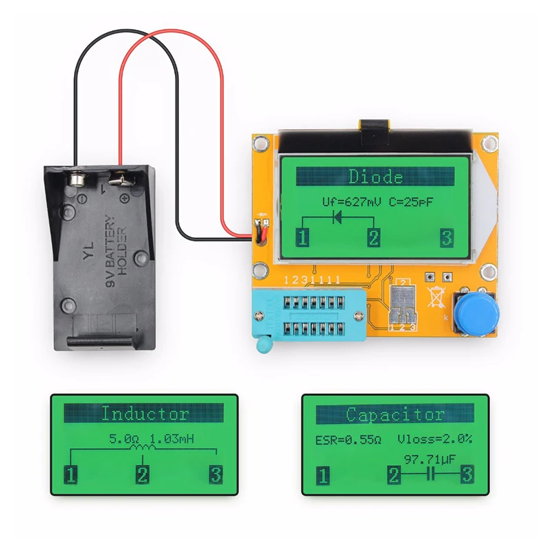 LCR-T4 Digital Transistor Tester Resistor Capacitor Tester Diode Inductance Multimeter with Test hook Digital Multimeter