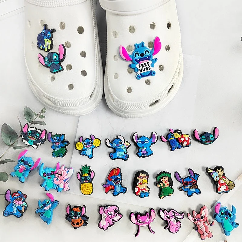 

1pcs Sale Disney Stitch Hole Shoes Decorative Buckle Children's Slipper Accessories Decorate Cartoon Funny Shoes Flower Gifts