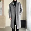 Autumn Winter Male Wool Blend Coats Fashion Long Business Casual Woolen Outwear Men Turn Down Collar Trench Coat Winbreaker Man