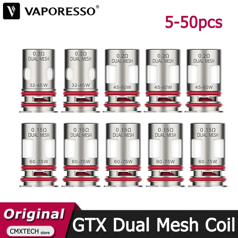5-50pcs Vaporesso GTX Dual Mesh Coil 0.15/0.2/0.3ohm Core E Cigarette Head For LUXE XR MAX 2/ARMOUR G GS / LUXE X PRO/SWAG PX80