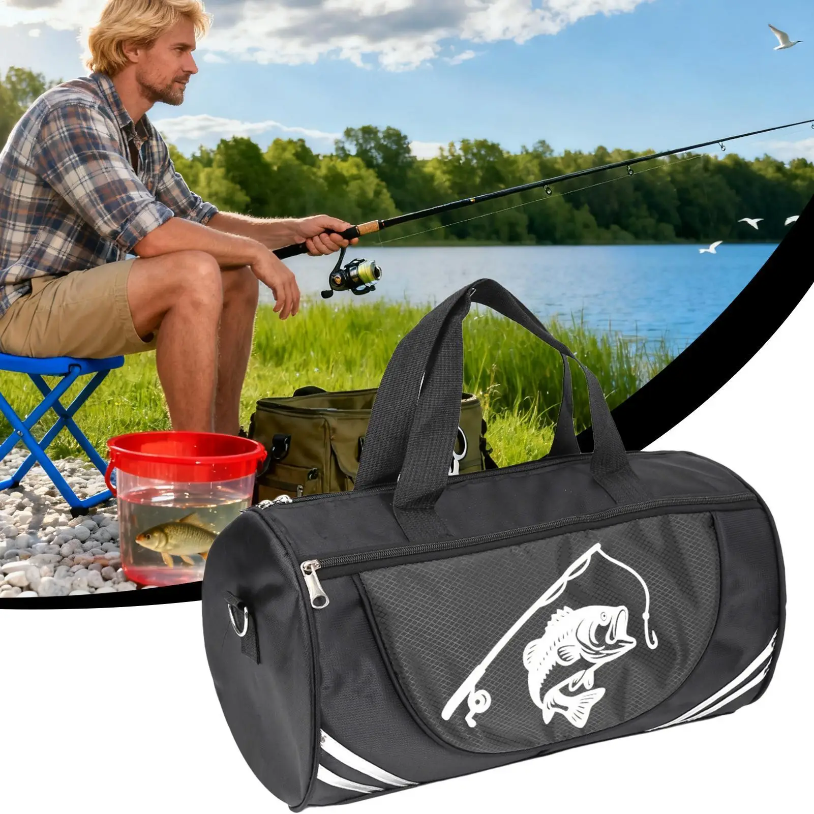 Fishing Tackle Bag Large Capacity Tackle Storage Bag Multifunctional Angling Organizer For Outdoor Beach Camping Hiking Lake