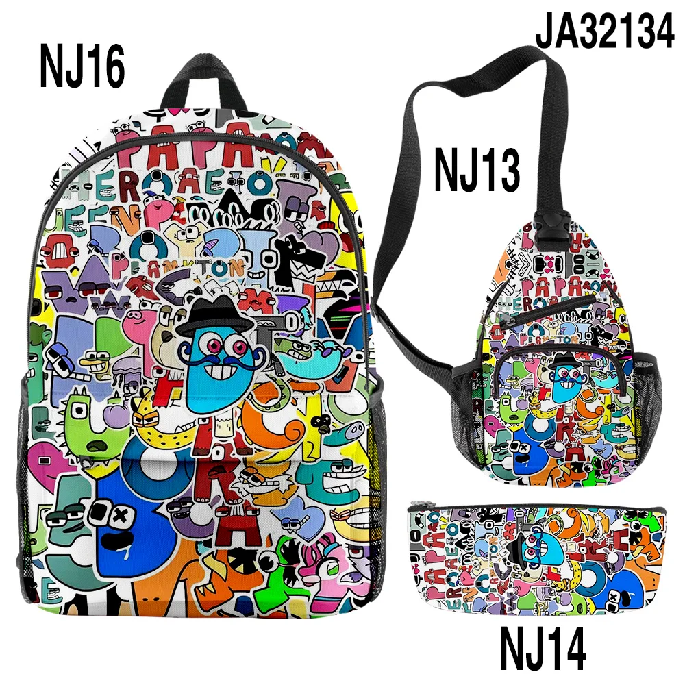  azlcmwe Alphabet Lore Backpack For School Bookbag Rucksack For  Kids Boys Teen Girls 3 Pc Set With Lunch Box Pencil Case Laptop Trave  Backpack Waterproof 17 : Electronics