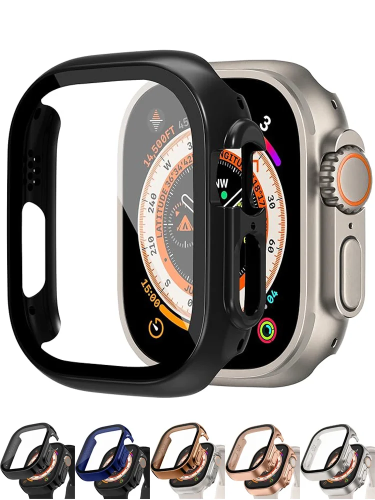 Vetro + Custodia Per Apple Watch Ultra 49Mm Pc Bumper + Screen Protector Cover Temperata Per Apple Watch Ultra 2 49Mm Correas Accessori