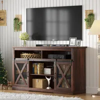 Farmhouse TV Stand for 65 inch TV Farmhouse Entertainment Center with Sliding Barn Doors Console Storage Cabinet for Living Room 2