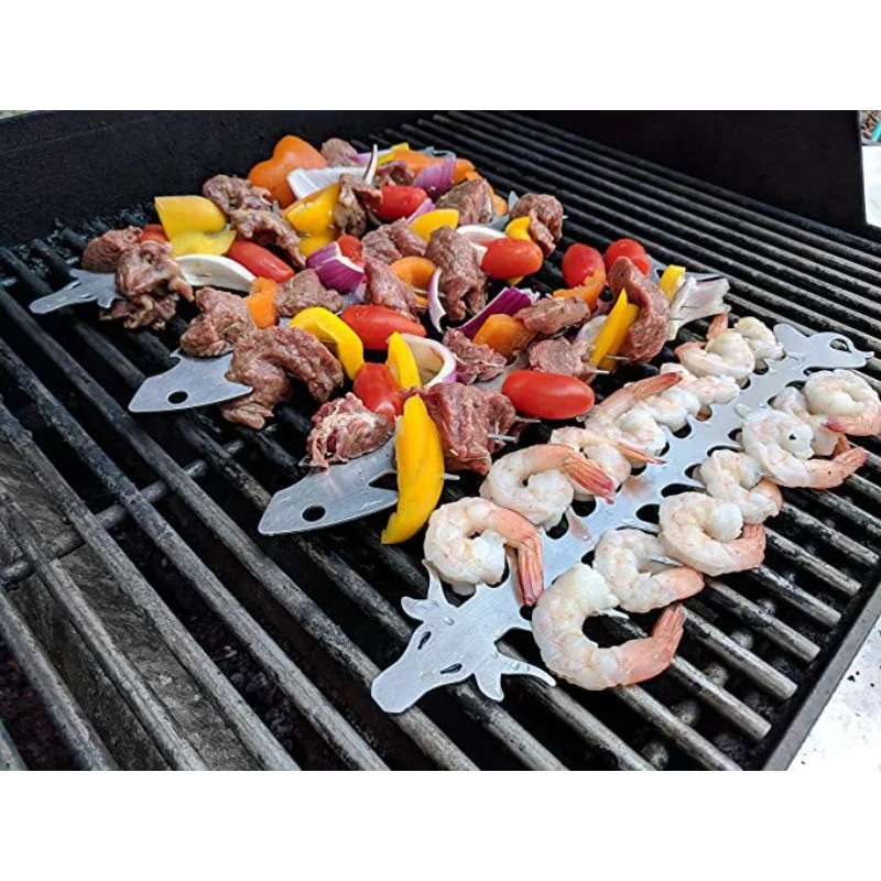 

1PCS Stainless Steel Fishbone BBQ Grill Heat Resistant Rust Resistant Outdoor Camping Picnic Reusable BBQ Skewers