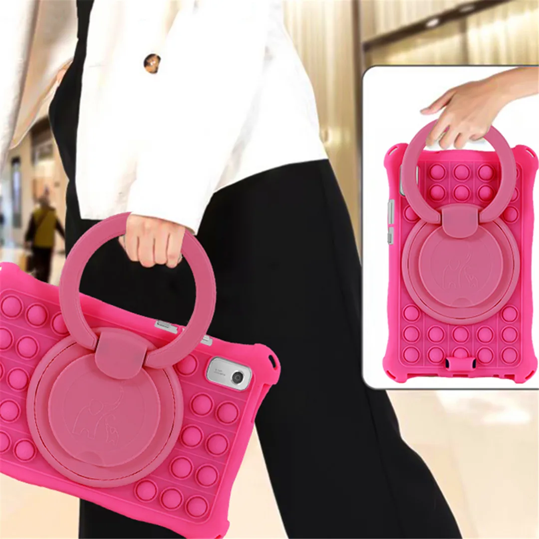 Kids-Friendly Soft Bubble Silicone Tablet Case with Stand & Shoulder Strap