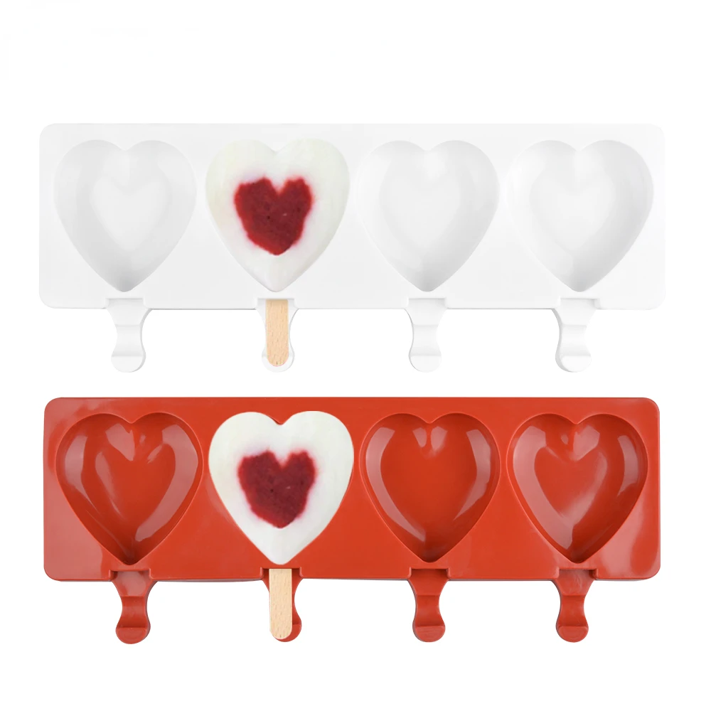 Silikolove 8 Cavità A Forma Di Cuore Stampo Per Gelato Stampi In Silicone Per Ghiaccioli Fai Da Te Fatto In Casa Succo Di Frutta Dessert Ice Pop Lolly