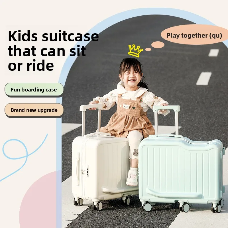 New Suitcase Children's Mountable Trolley Case 20-inch Password Boarding Case Universal Six-wheel Travel Artifact with Baby