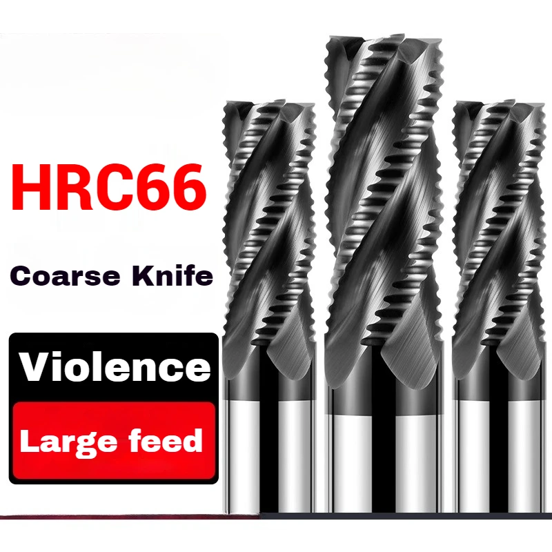 Roughing End Mill Solid Carbide 4 Flutes 4 Teeth for Metal Steel Iron Aluminum MDF Acrylic Wood Copper Plastic
