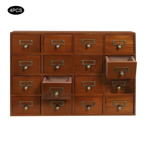 64 Drawer Storage Cabinet Pine Wood Tabletop Organizer Box for Home Office Craft Supplies Organization