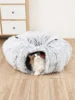 Winter Plush Cat Bed with Tunnel for Indoor Cats, Multifunctional Cat Tunnel Bed with Peephole, Fluffy Donut Cat Bed with Tunnel 2