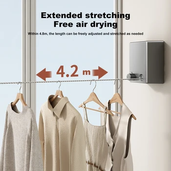 Retractable Clothesline Stainless Seel Pull-Out Clothes-Drying Machine Rope Space-Saving Clothes Drying Rack For Household 3