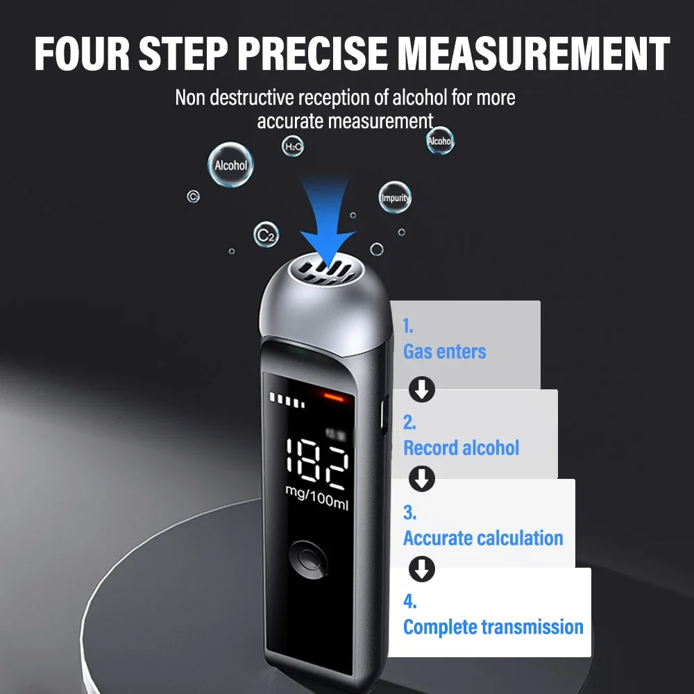 Alcohol Tester Automatic Professional High Sensitivity Rechargeable Breathalyzer Screen Digital Display LED Breath Tools