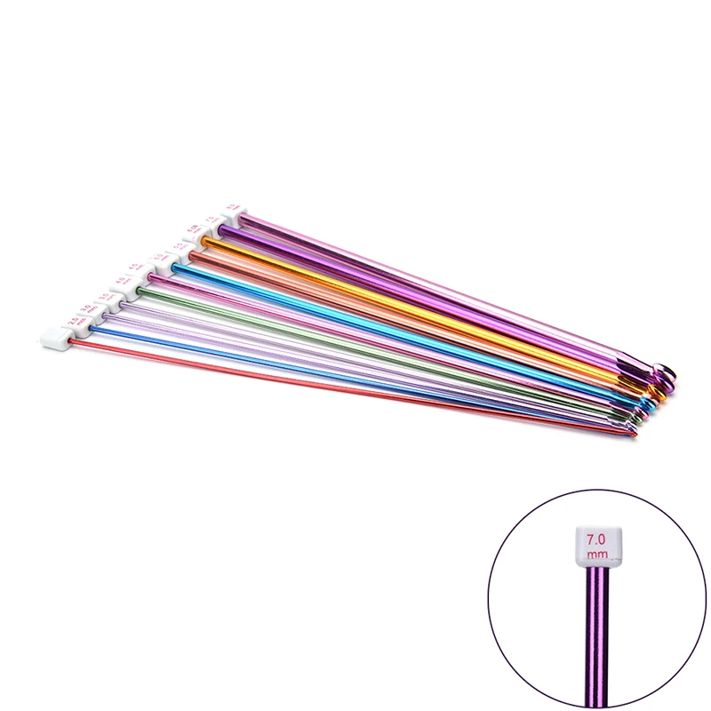 멀티 컬러 알루미늄 크로셰 후크 바늘, 투니시안, AFGHAN, 10.6 인치, 2- 8mm, 11 개