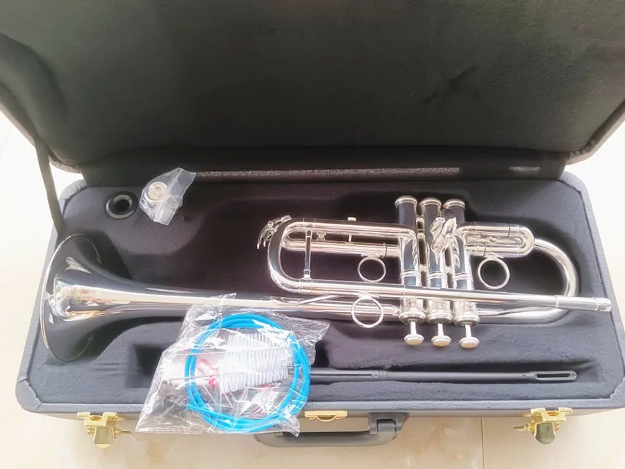 Silver Plated trumpet Drop C tone professional performance level Musical With case