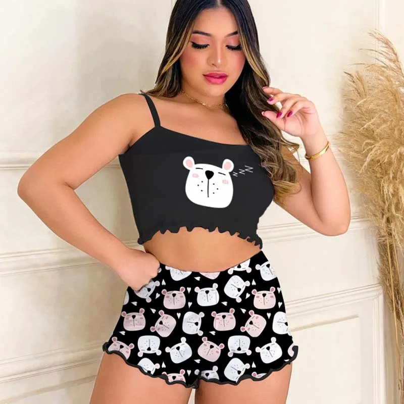 Pijamas Con Estampado De Aguacate Para Mujer, Ropa De Dormir Con Cuello V, Conjuntos De Pijama Pantalones Cortos, Ropa De Casa, Ropa De Noche - De Pijama - AliExpress