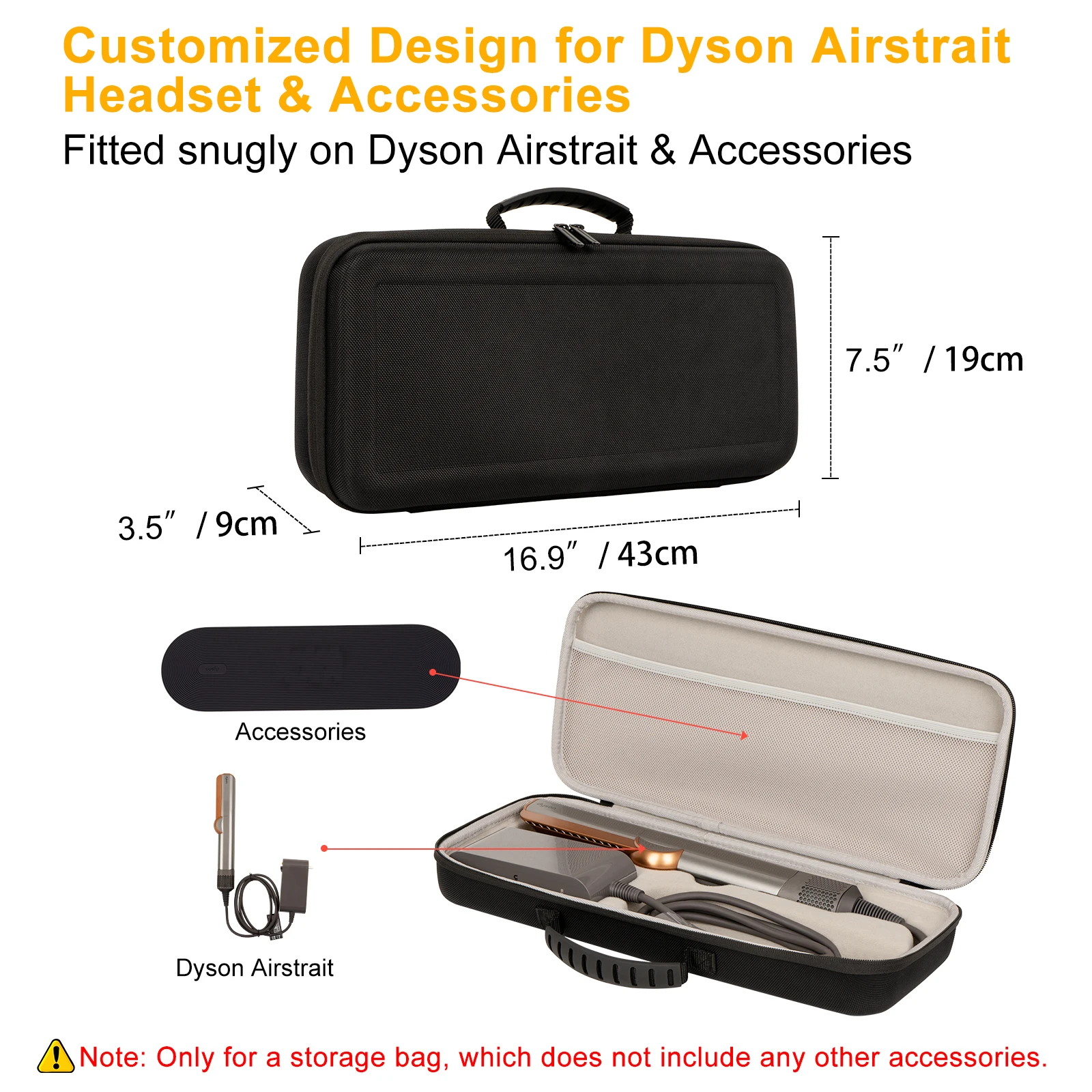 Hard EVA Case for Dyson Airstrait HT01 Storage Bags Portable Travel Carrying Box For Dyson Hair Straightener Accessories